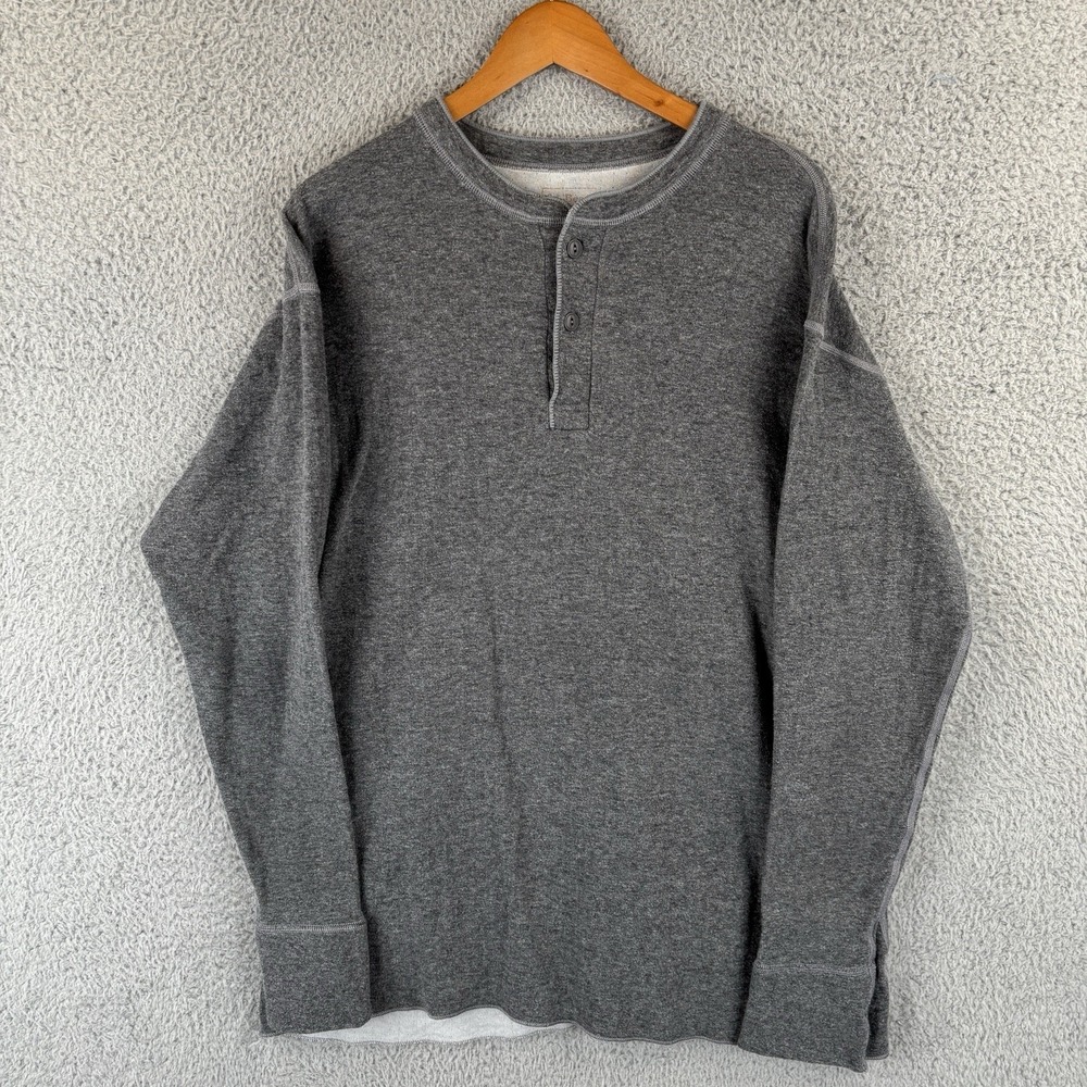 LL Bean River Driver Henley Shirt Mens XL Tall Gray Cotton Wool‎ Blend Pullover